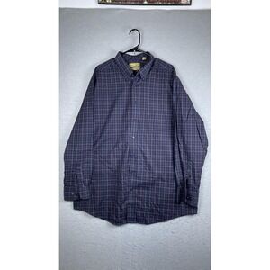 Roundtree & Yorke Gold Label Shirt Mens 2XLT Blue Plaid Non Iron Big & Tall